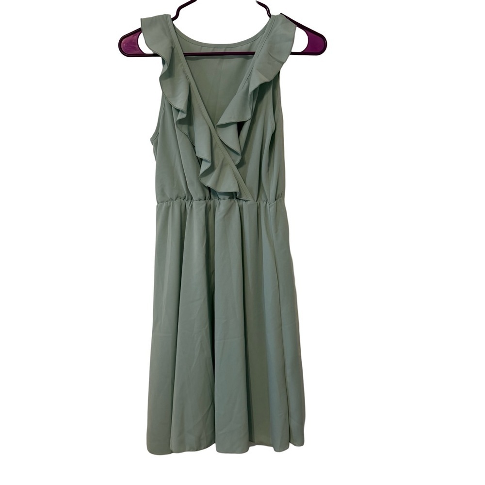 Breathe Women Sleeveless Ruffle Fit and Flare Sage Green Dress Size XS - Picture 2 of 7